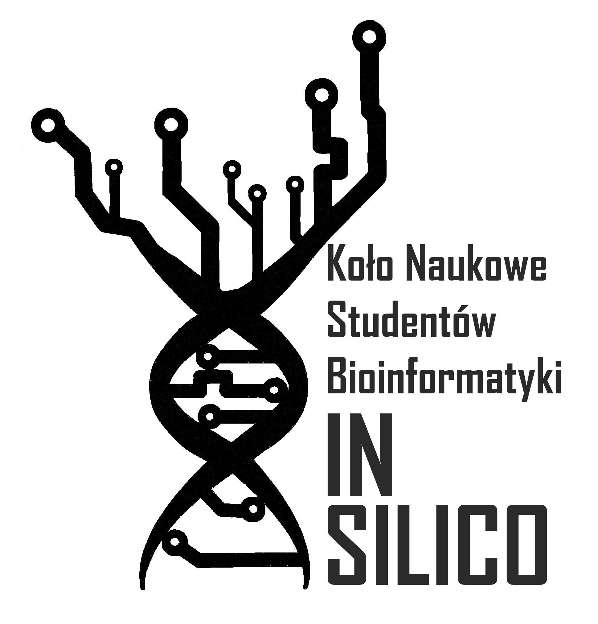 logotyp Koła Koło Naukowe Studentów Bioinformatyki „In Silico”